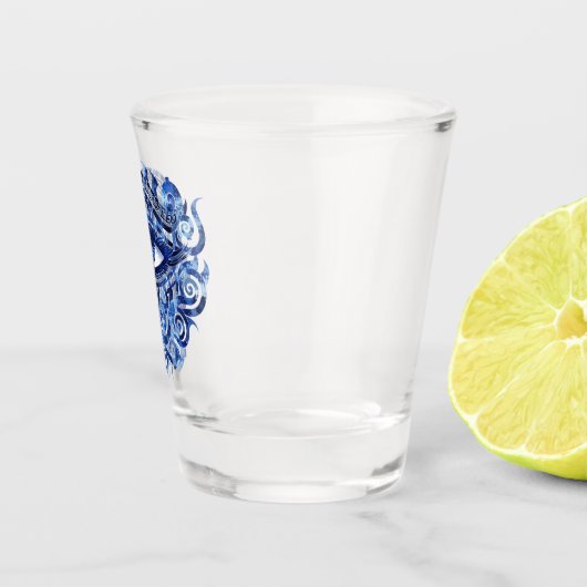 抽象芸術ギリシャの邪悪な目とギリシャの鍵 ショットグラス (右)