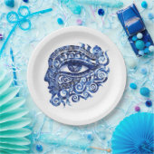 抽象芸術ギリシャの邪悪な目とギリシャの鍵 ペーパープレート (パーティー)