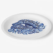 抽象芸術ギリシャの邪悪な目とギリシャの鍵 ペーパープレート (アングル)