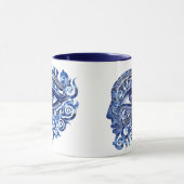 抽象芸術ギリシャの邪悪な目とギリシャの鍵 マグカップ (中央)