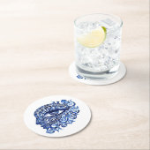 抽象芸術ギリシャの邪悪な目とギリシャの鍵 ラウンドペーパーコースター (インサイチュ)