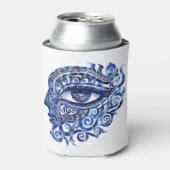 抽象芸術ギリシャの邪悪な目とギリシャの鍵 缶クーラー (缶正面)