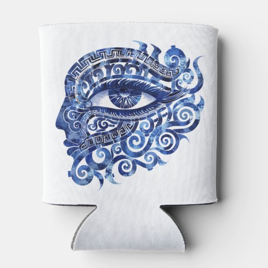 抽象芸術ギリシャの邪悪な目とギリシャの鍵 缶クーラー (裏面)