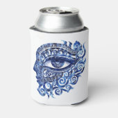 抽象芸術ギリシャの邪悪な目とギリシャの鍵 缶クーラー (缶裏面)