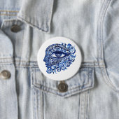 抽象芸術ギリシャの邪悪な目とギリシャの鍵 缶バッジ (インサイチュ)