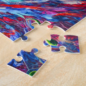 抽象芸術クジャクとケシとコーナフラワー ジグソーパズル (側面)