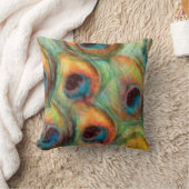 抽象芸術クジャクの羽(青と緑のオレンジ) クッション (ブランケット)