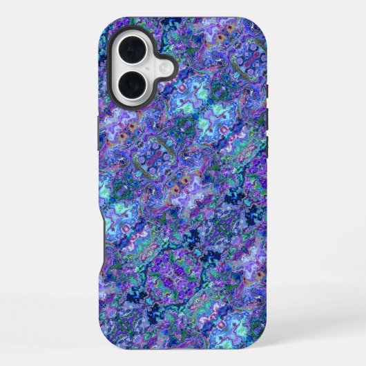 抽象芸術クジャクの色で大混乱 iPhoneケース (裏面)