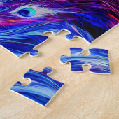 抽象芸術クジャク冬と北の光 ジグソーパズル (側面)