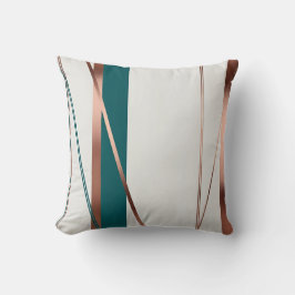 抽象芸術クッションアクセント付き銅ティール(緑がかった色) クッション