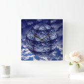 抽象芸術クラウド3D球 スクエア壁時計 (ホーム)