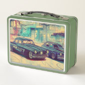 抽象芸術クラシックカー1950年代 メタルランチボックス (裏面)