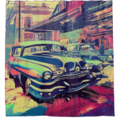 抽象芸術クラシックカー1950sシャワーカーテン シャワーカーテン (正面)