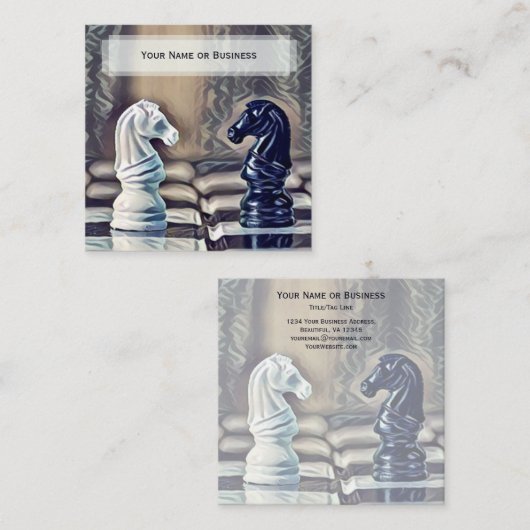 抽象芸術クラシックチェスナイツコーチクラブ スクエア名刺 (正面/裏面)