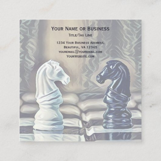 抽象芸術クラシックチェスナイツコーチクラブ スクエア名刺 (裏面)