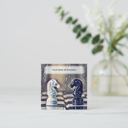 抽象芸術クラシックチェスナイツコーチクラブ スクエア名刺 (スタンド正面)