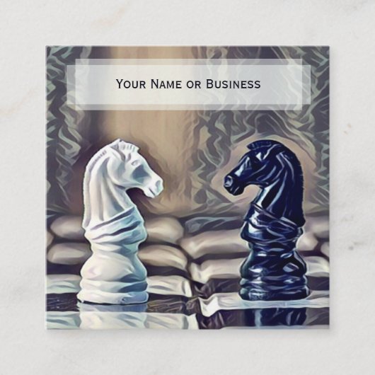 抽象芸術クラシックチェスナイツコーチクラブ スクエア名刺 (正面)