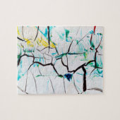 抽象芸術クラック(緑の黄色の青) ジグソーパズル (横)