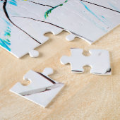 抽象芸術クラック(緑の黄色の青) ジグソーパズル (側面)