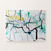 抽象芸術クラック（緑の黄色の青） ジグソーパズル (横)