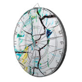 抽象芸術クラック（緑の黄色の青） ダーツボード (正面右)