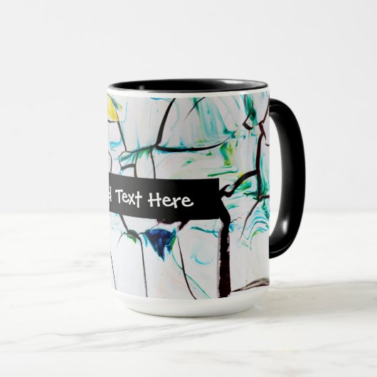 抽象芸術クラック(緑の黄色の青) マグカップ (正面右)