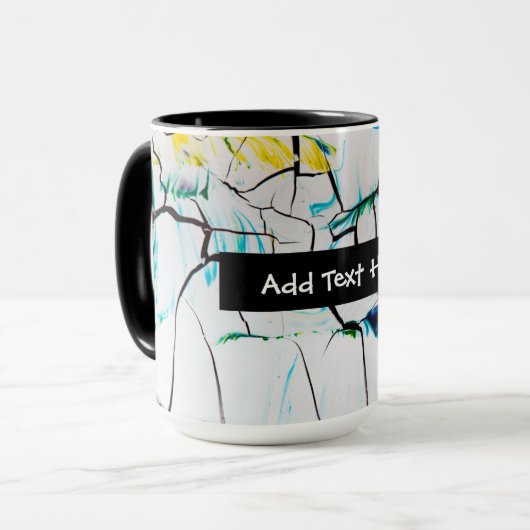 抽象芸術クラック(緑の黄色の青) マグカップ (正面左)