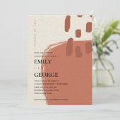 抽象芸術クラフトテラコッタレッドカップルのシャワーカード サンキューカード (スタンド正面)