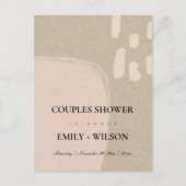 抽象芸術クラフトモダン赤面ピーチカップルのシャワー インビテーションポストカード (正面)