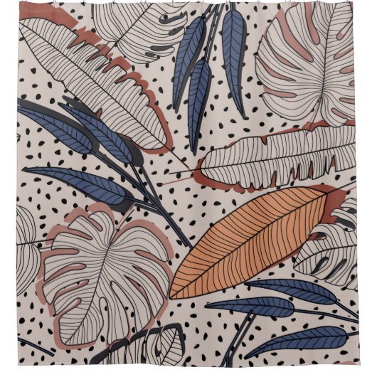 抽象芸術クリエイティブ熱帯シームレスパターンオンバック シャワーカーテン (正面)