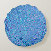 抽象芸術クリスタルターコイズとブルー ラウンドクッション (裏面)