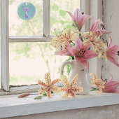 抽象芸術クリスタルヒーリング天使 | 紫とアクア ガラスオーナメント