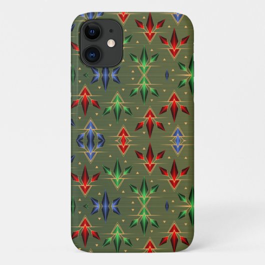 抽象芸術クリスマススターズパターンレッドブルーグリーン Case-Mate iPhoneケース (裏面)