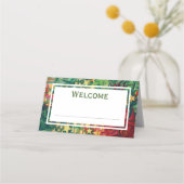 抽象芸術クリスマススターズレッドグリーンカスタム金ゴールド プレイスカード (裏面)