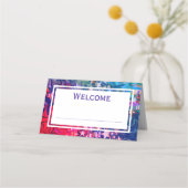 抽象芸術クリスマススターパープルレッドカスタム薄紫 プレイスカード (裏面)