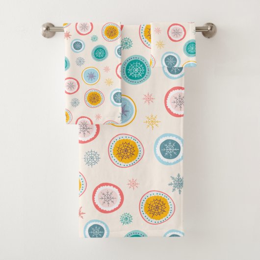 抽象芸術クリスマススノーフレーク・パターン バスタオルセット (インサイチュ)