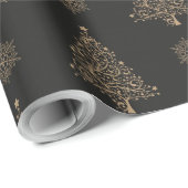 抽象芸術クリスマスツリースノーフレーク黒の背景 ラッピングペーパー (ロールコーナー)