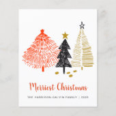 抽象芸術クリスマスツリーズバジェットホリデーカード (正面)