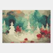 抽象芸術クリスマスツリーセット3 ラッピングペーパーシート (正面3)