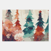 抽象芸術クリスマスツリーセット3 ラッピングペーパーシート (正面)