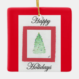 抽象芸術クリスマスツリーハッピーホリデー セラミックオーナメント