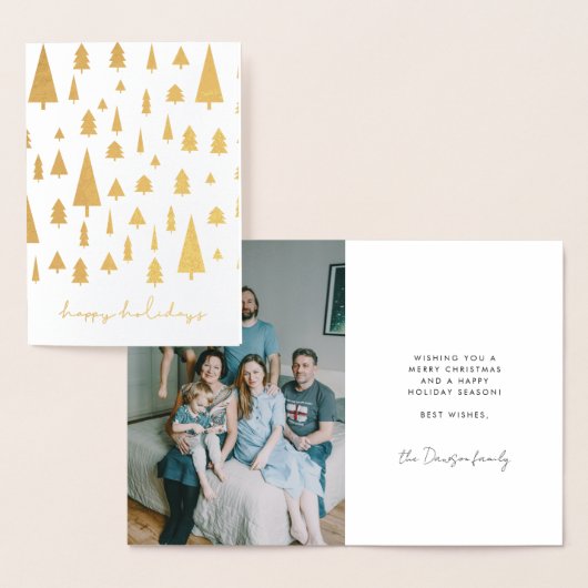 抽象芸術クリスマスツリーパターンハッピーホリデー 箔カード (ディスプレー)