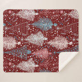 抽象芸術クリスマスツリーパターン3 シェルパブランケット (正面(横))