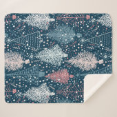 抽象芸術クリスマスツリーパターン シェルパブランケット (正面(横))