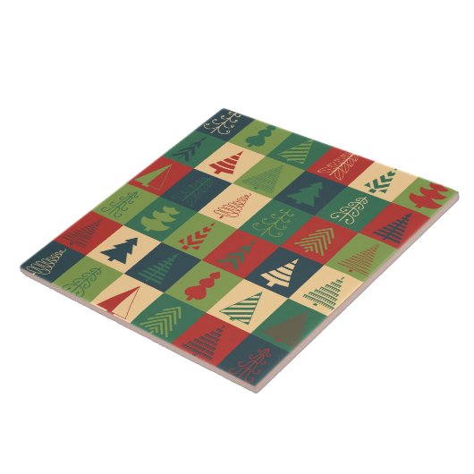 抽象芸術クリスマスツリーパターン |セラミックタイル タイル (側面)