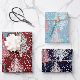 抽象芸術クリスマスツリーパターン ラッピングペーパーシート