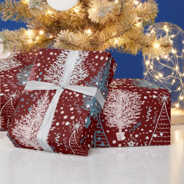 抽象芸術クリスマスツリーパターン ラッピングペーパー