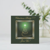 抽象芸術クリスマスツリーパーティの招待状グリーン 招待状 (スタンド正面)