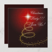 抽象芸術クリスマスツリーパーティの招待状 招待状 (正面/裏面)