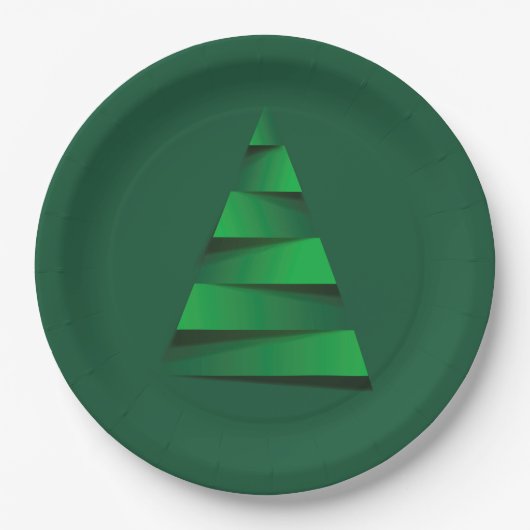 抽象芸術クリスマスツリーホリデーパーティー ペーパープレート (正面)
